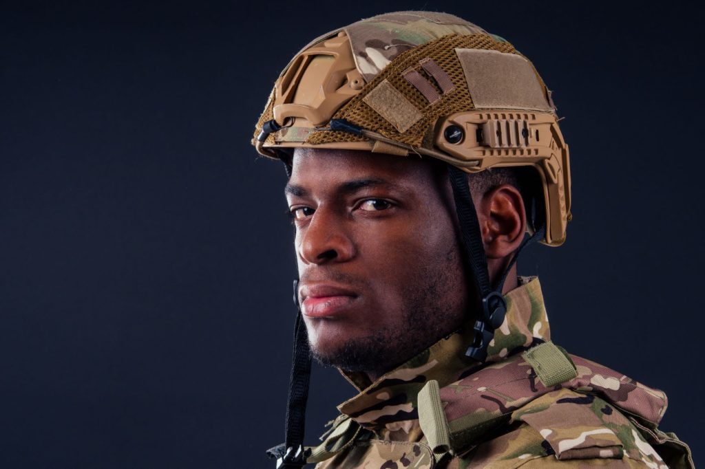 Memorial Day post with Black soldier in helmet