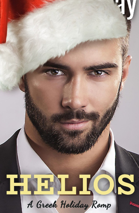 Konstantinos from Chloe Holiday's Helios in a Christmas hat, to celebrate the great Writer's Digest review of Helios.
