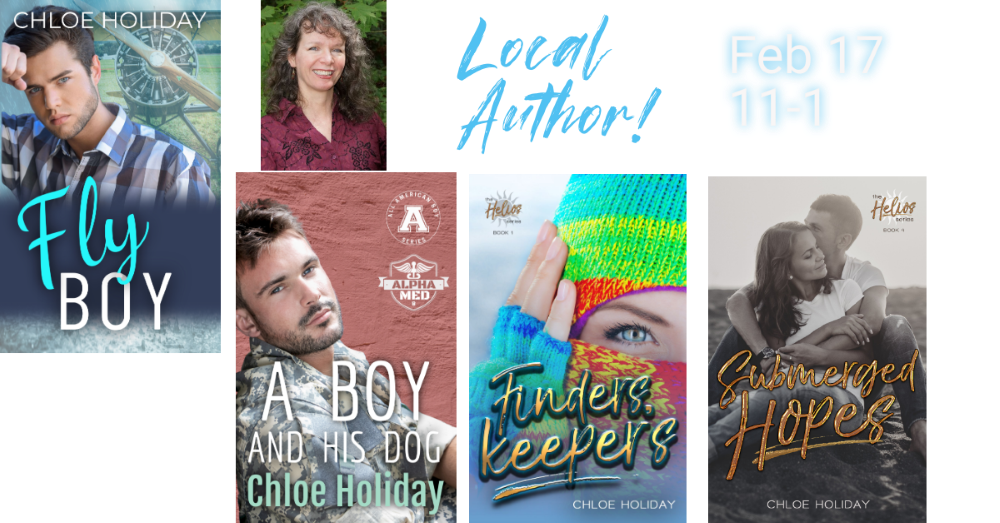 Local author Chloe Holiday will be at the Chocolate Crawl in downtown Monroe on Saturday, Feb 17, at Main Street Books.